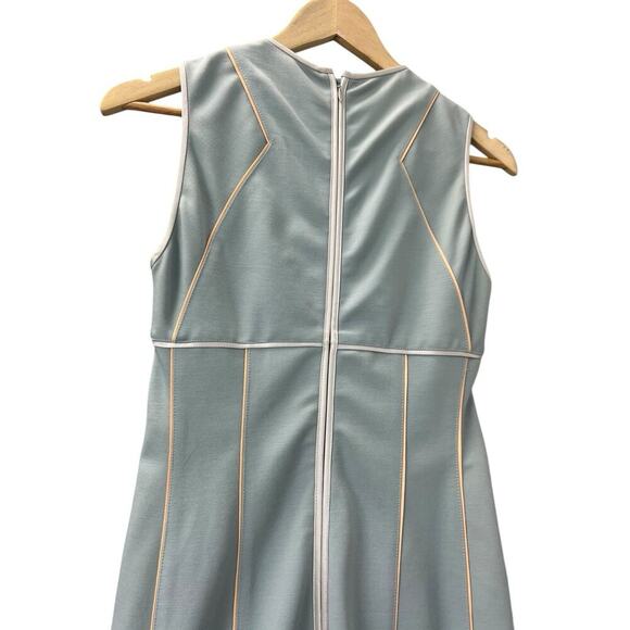 Narciso Rodriguez Sage Green Wool Shift Midi Dress Contrast Piping Size 4 EU 40 - Picture 4 of 15